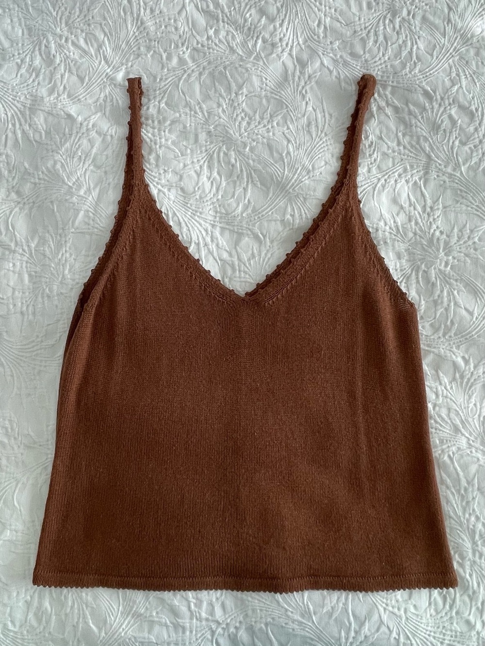 Reformation Brown V-Neck Knit Cami